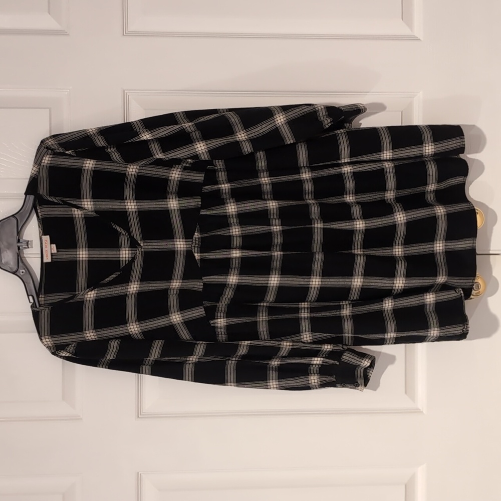 Knox Rose Black and White Plaid Dress With Pockets